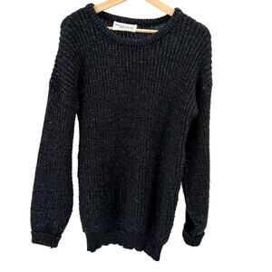 Vintage 80s The Mob Black Purple Metallic Oversized Glam Sweater